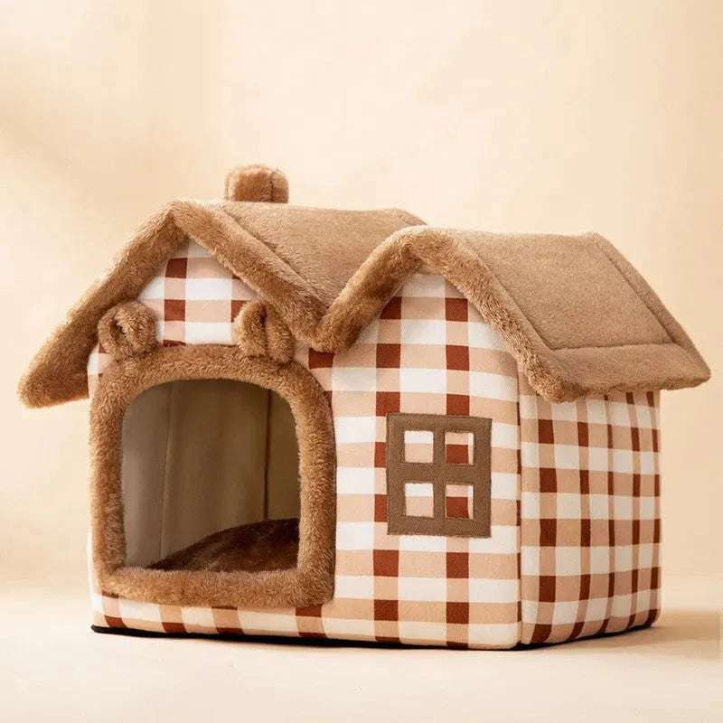 Foldable Dog House Pet Cat Bed Winter Dog Villa Sleep Kennel Removable Nest Warm Enclosed Cave Sofa Pets Supplies - Bellarte Enchanté Foldable Dog House Pet Cat Bed Winter Dog Villa Sleep Kennel Removable Nest Warm Enclosed Cave Sofa Pets Supplies
